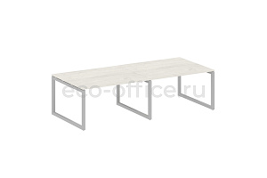 Стол переговорный (2 столешницы) METAL SYSTEM QUATTRO 5x5 50БО.ПРГ-2.3 Дуб Наварра / Серый металл фото