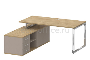 Стол руководителя c опорной греденцией SHIFT SK.SRG-180 (L) Тиквуд Светлый / Капучино фото