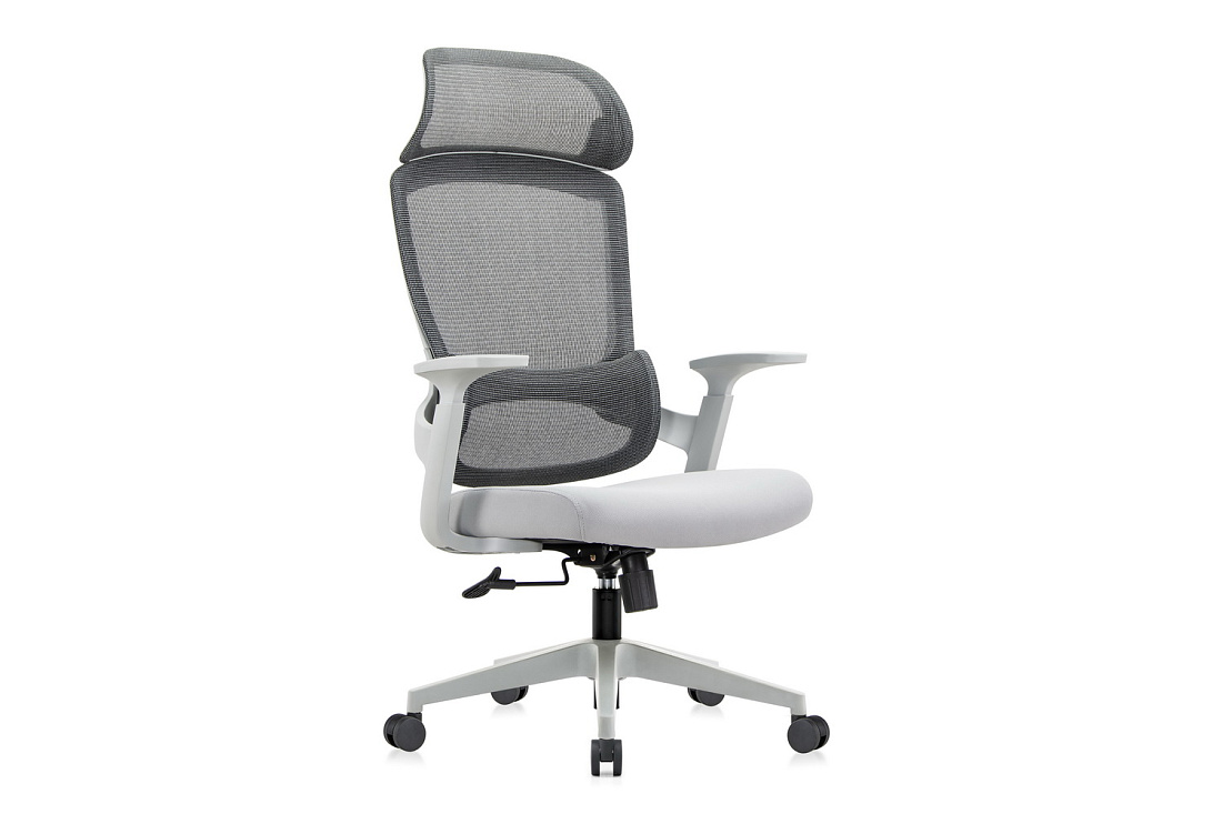 кресло руководителя rv chair job 6246a-hs серая сетка / серая ткань фото