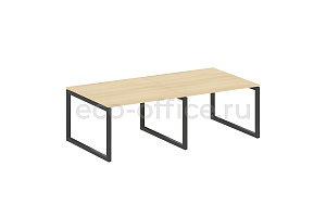Стол переговорный (2 столешницы) METAL SYSTEM QUATTRO 5x5 50БО.ПРГ-2.2 Акация Лорка / Антрацит металл фото