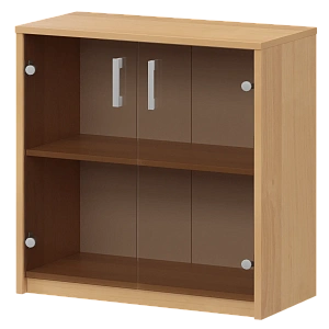 Стеллаж низкий с тонированным стеклом Protech А-302/А-стл302тон Ольха фото