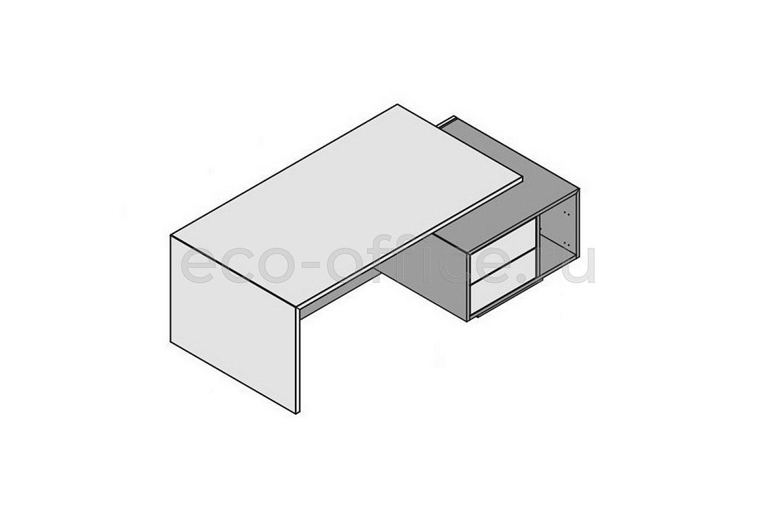 Стол правосторонний с тумбой и отсеком для процессора (шпон) ELITE 174280 Modern Elm / Black (Cod.51)  стоимость