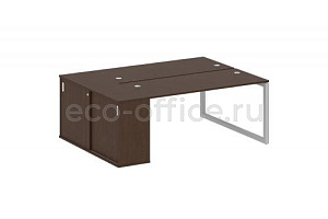 Рабочая станция с опорным шкафом-купе METAL SYSTEM QUATTRO 5x5 50БО.РС-СШК-1.4 Венге Цаво / Серый металл фото