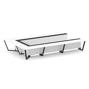 Стол переговорный П-образный STEEL MEET KM-PR.B.SP-15P Белый Бриллиант/Графит Глянец/Металл Черный фото