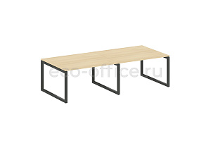 Стол переговорный (2 столешницы) METAL SYSTEM QUATTRO 5x5 50БО.ПРГ-2.3 Акация Лорка / Антрацит металл фото