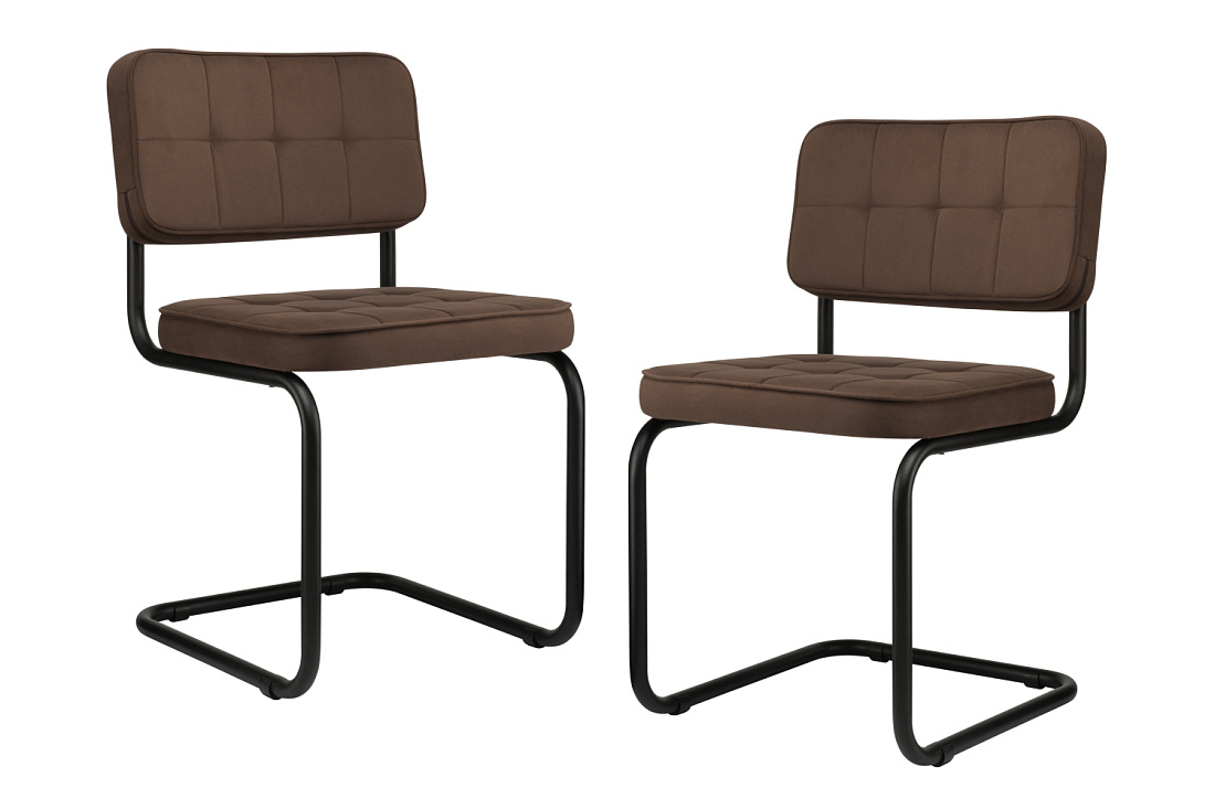 комплект конференц-кресел eco-chair colombo comfort clm-05 коричневый велюр / чёрный металл фото