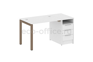 Рабочая станция с опорной тумбой METAL SYSTEM QUATTRO 5x5 50БП.РС-СТП-1.1 Белый / Мокко металл фото