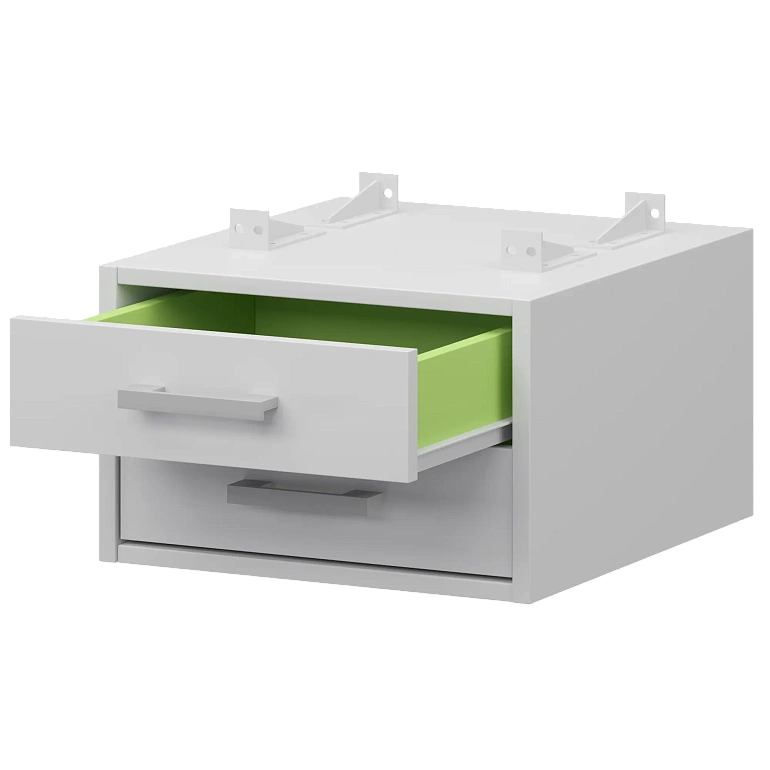 тумба подвесная для столов на м/каркасе гл.600 мм protech амт2-02.60 белый/белый фото