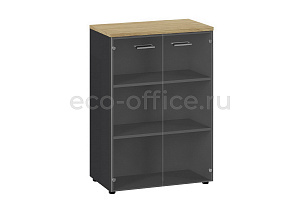 Шкаф средний со стеклом FLEX 135H003 15/6Z.34 Гикори / Графит фото
