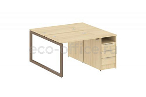 Рабочая станция с опорной тумбой METAL SYSTEM QUATTRO 5x5 50БО.РС-СТП-2.1 Акация Лорка / Мокко металл фото
