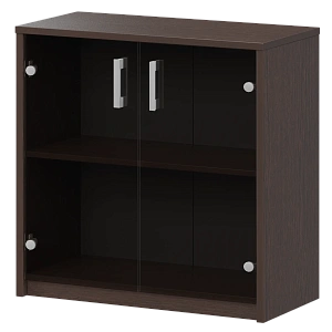 Стеллаж низкий с тонированным стеклом Protech А-302/А-стл302тон Дуб венге фото