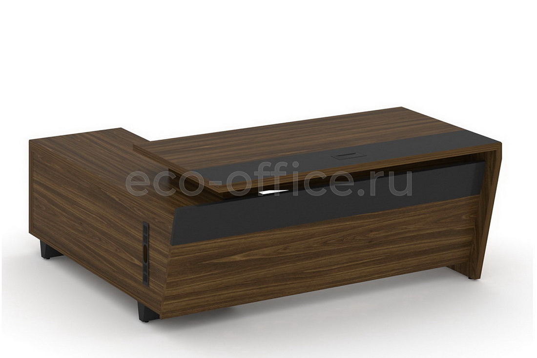 Стол руководителя с опорной тумбой CORNER COR.SRT-18(R) Орех Лоренцо купить в Москве