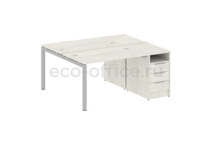 Рабочая станция с опорной тумбой METAL SYSTEM QUATTRO 5x5 50БП.РС-СТП-2.2 Дуб Наварра / Серый металл фото
