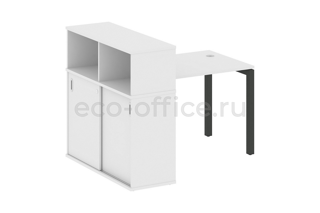 Стол письменный с опорным шкафом-купе METAL SYSTEM QUATTRO 5x5 50БП.РС-СШК-3.1 Белый / Антрацит металл купить в Москве