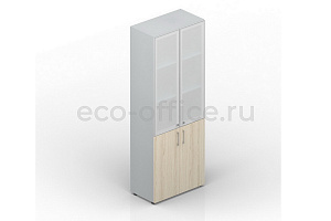 Шкаф для документов высокий EMHS834L Акация Аури / Белый фото