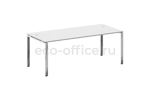 Стол рабочий руководителя METAL SYSTEM DIRECT БП.СРР-6.9 Белый / Нержавеющая сталь фото