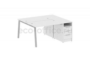Рабочая станция с опорной тумбой METAL SYSTEM STYLE БА.РС-СТП-2.2 Белый / Серый металл фото