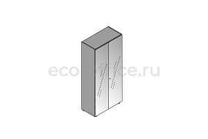 Шкаф высокий с 2 дверцами (стекло) ELITE 174096 Black (Cod.10) / Black (Cod.51) фото