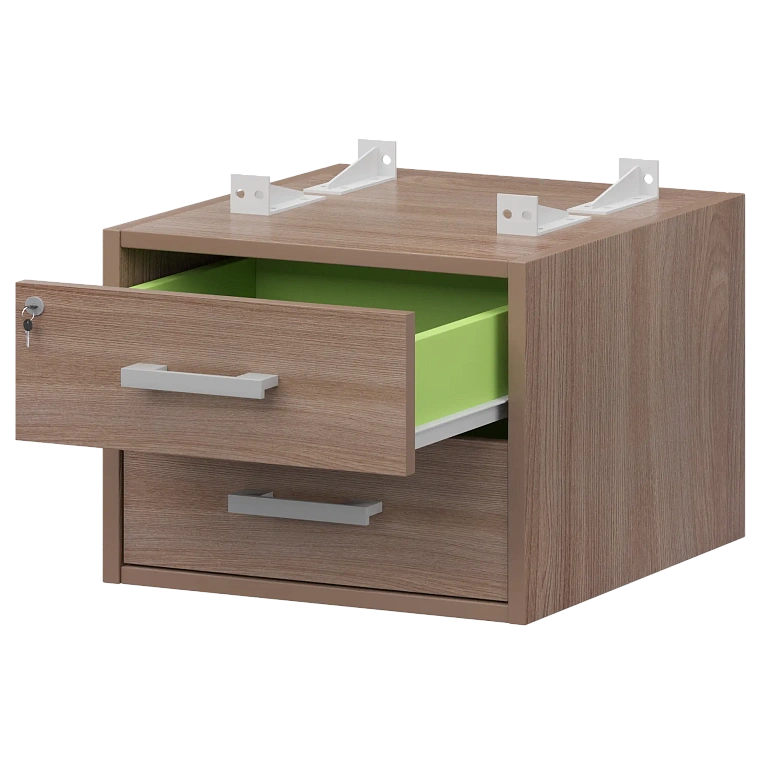 тумба подвесная для столов на м/каркасе гл.600 мм protech амт2-02ц.60 темный шимо/белый фото