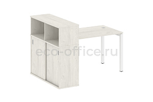 Стол письменный с опорным шкафом-купе METAL SYSTEM QUATTRO 5x5 50БП.РС-СШК-3.2 Дуб Наварра / Белый металл фото