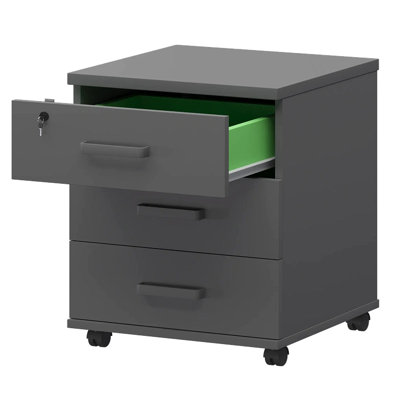 тумба подкатная с центральным замком protech смт-3пц графит фото