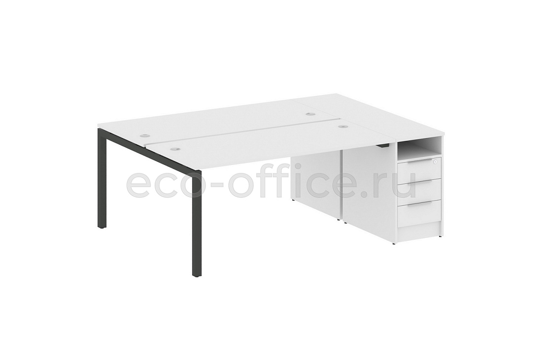 Рабочая станция с опорной тумбой METAL SYSTEM QUATTRO 5x5 50БП.РС-СТП-2.4 Белый / Антрацит металл купить в Москве