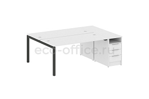 Рабочая станция с опорной тумбой METAL SYSTEM QUATTRO 5x5 50БП.РС-СТП-2.4 Белый / Антрацит металл фото