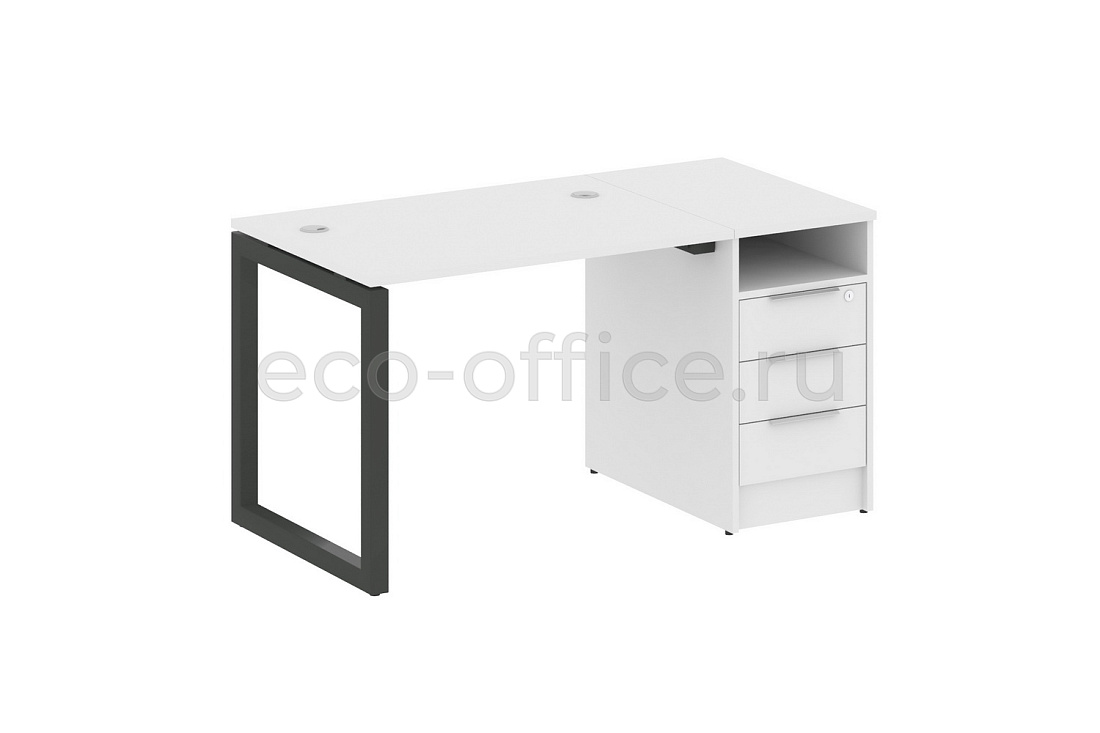 Рабочая станция с опорной тумбой METAL SYSTEM QUATTRO 5x5 50БО.РС-СТП-1.1 Белый / Антрацит металл  стоимость