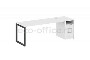 Рабочая станция с опорной тумбой METAL SYSTEM QUATTRO 5x5 50БО.РС-СТП-1.5 Белый / Антрацит металл фото