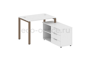 Рабочая станция с опорной тумбой METAL SYSTEM STYLE БП.РС-СТС-2.1 (R) Белый / Мокко металл фото