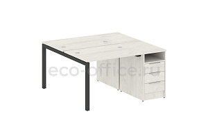 Рабочая станция с опорной тумбой METAL SYSTEM QUATTRO 5x5 50БП.РС-СТП-2.1 Дуб Наварра / Антрацит металл фото