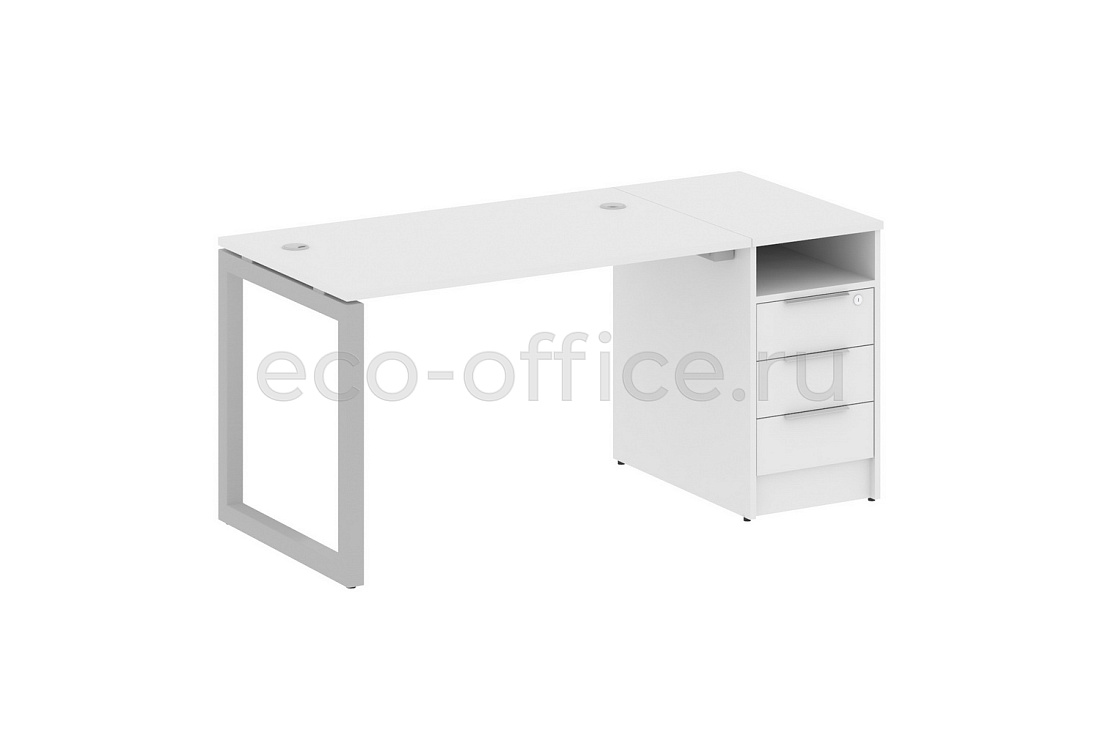 Рабочая станция с опорной тумбой METAL SYSTEM QUATTRO 5x5 50БО.РС-СТП-1.2 Белый / Серый металл  стоимость