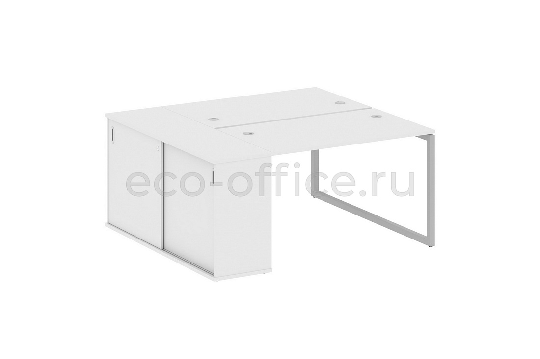 Рабочая станция с опорным шкафом-купе METAL SYSTEM QUATTRO 4x4 40БО.РС-СШК-1.2 Белый / Серый металл  стоимость