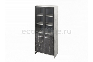 Шкаф для документов FESTUS FI-671.G Хромикс Белый / Камень Пьетра Гриджиа черный фото