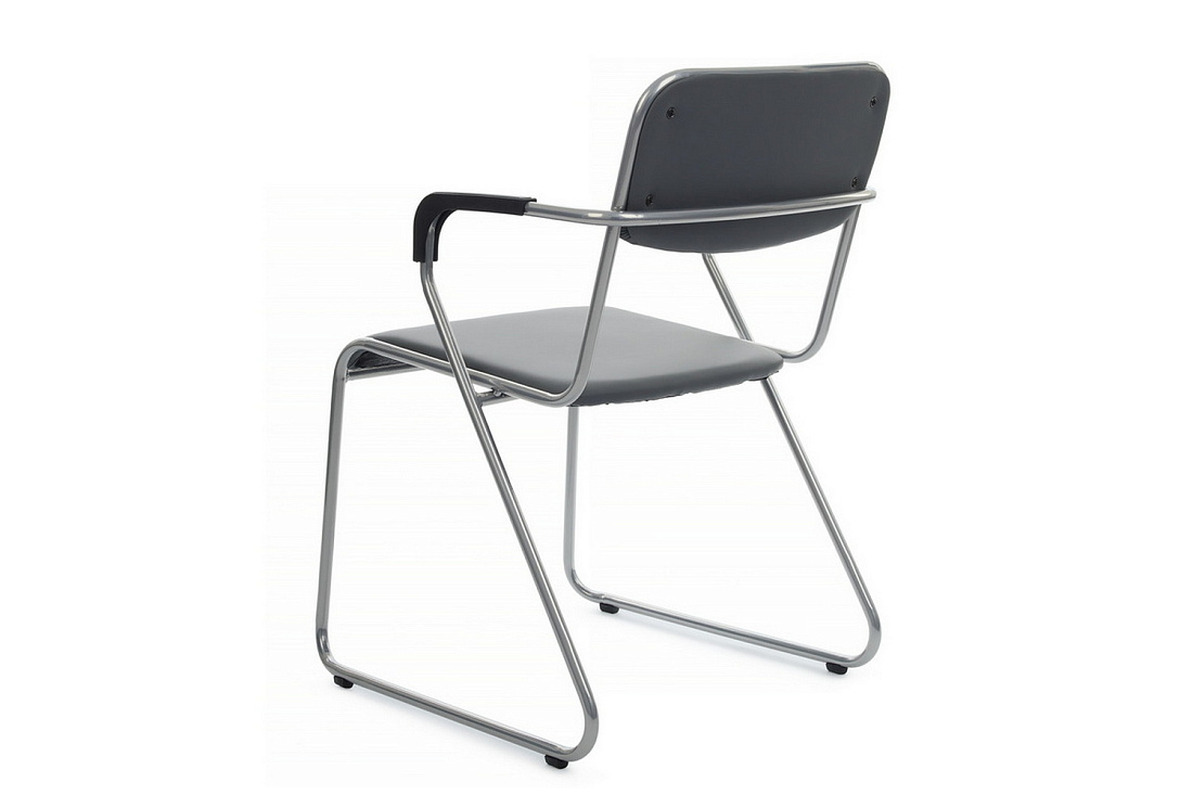 кресло rv chair nix plus omkl-03 серая экокожа / хром металл фото