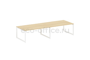 Стол переговорный (2 столешницы) METAL SYSTEM QUATTRO 5x5 50БО.ПРГ-2.5 Акация Лорка / Белый металл фото