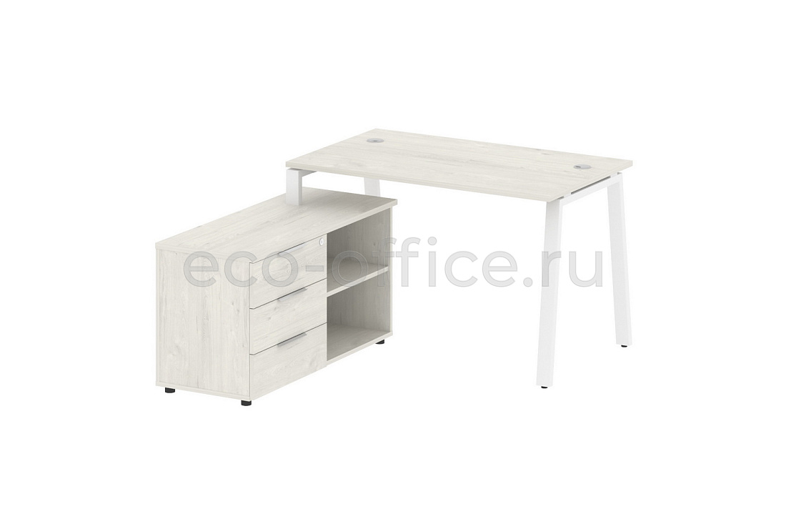 Рабочая станция с опорной тумбой METAL SYSTEM STYLE БА.РС-СТС-2.2 (L) Дуб Наварра / Белый металл  стоимость