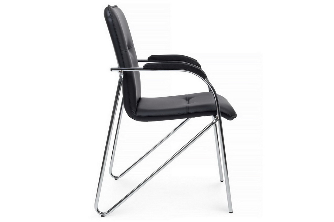 конференц-кресло rv chair самба на гальванических опорах smb-03h чёрная экокожа фото