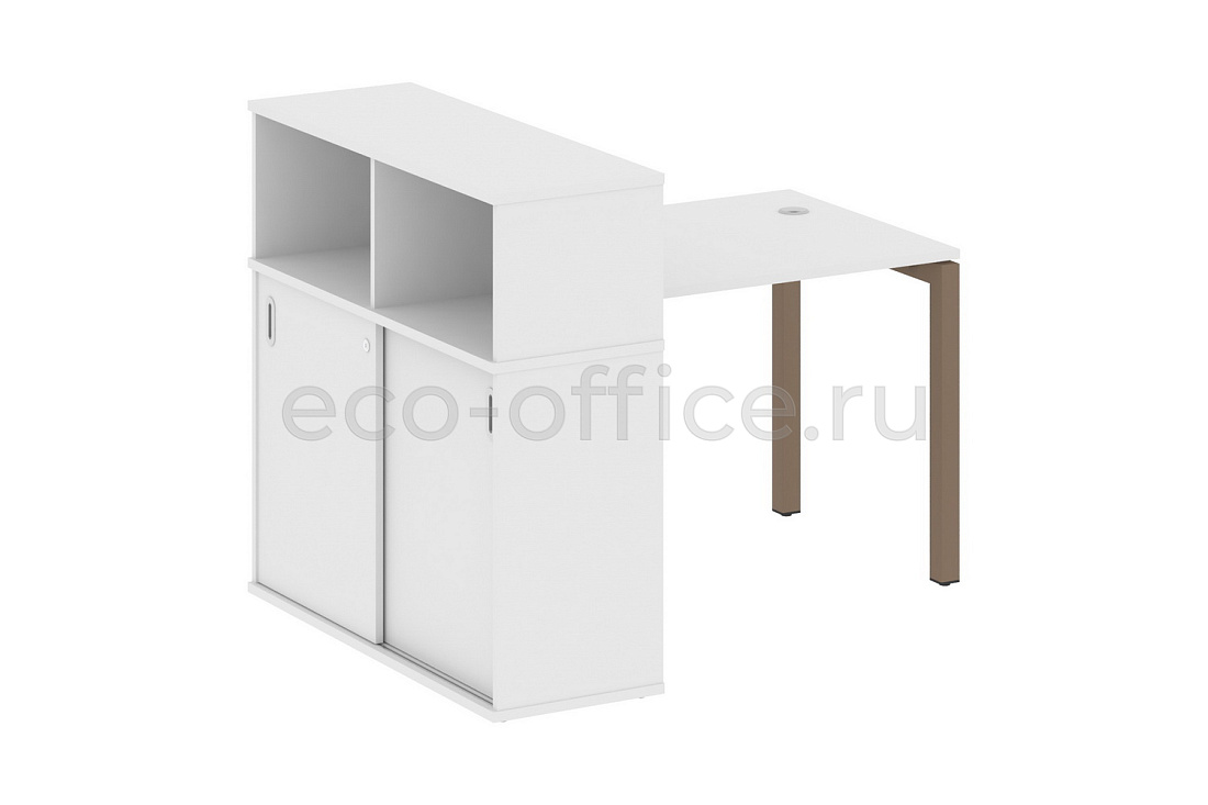 Стол письменный с опорным шкафом-купе METAL SYSTEM QUATTRO 5x5 50БП.РС-СШК-3.1 Белый / Мокко металл купить в Москве