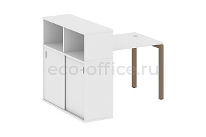 Стол письменный с опорным шкафом-купе METAL SYSTEM QUATTRO 5x5 50БП.РС-СШК-3.1 Белый / Мокко металл фото