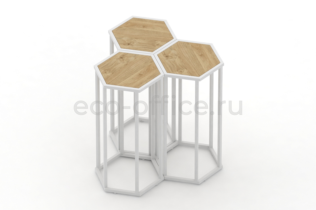 Стол журнальный HEX-800 Тиквуд Светлый / Белый металл  стоимость