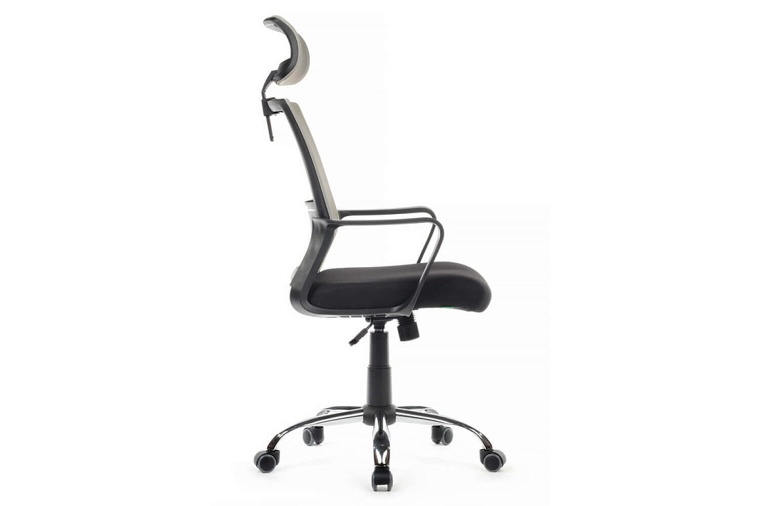 кресло rv chair mint 1029hb серая сетка / чёрная ткань фото