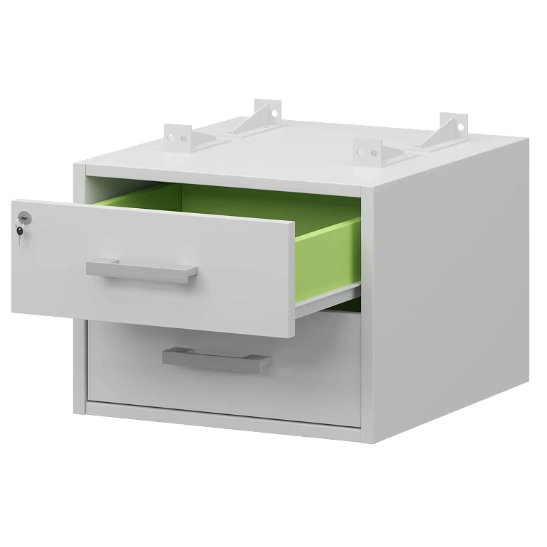 тумба подвесная для столов на м/каркасе гл.600 мм protech амт2-02ц.60 белый/белый фото