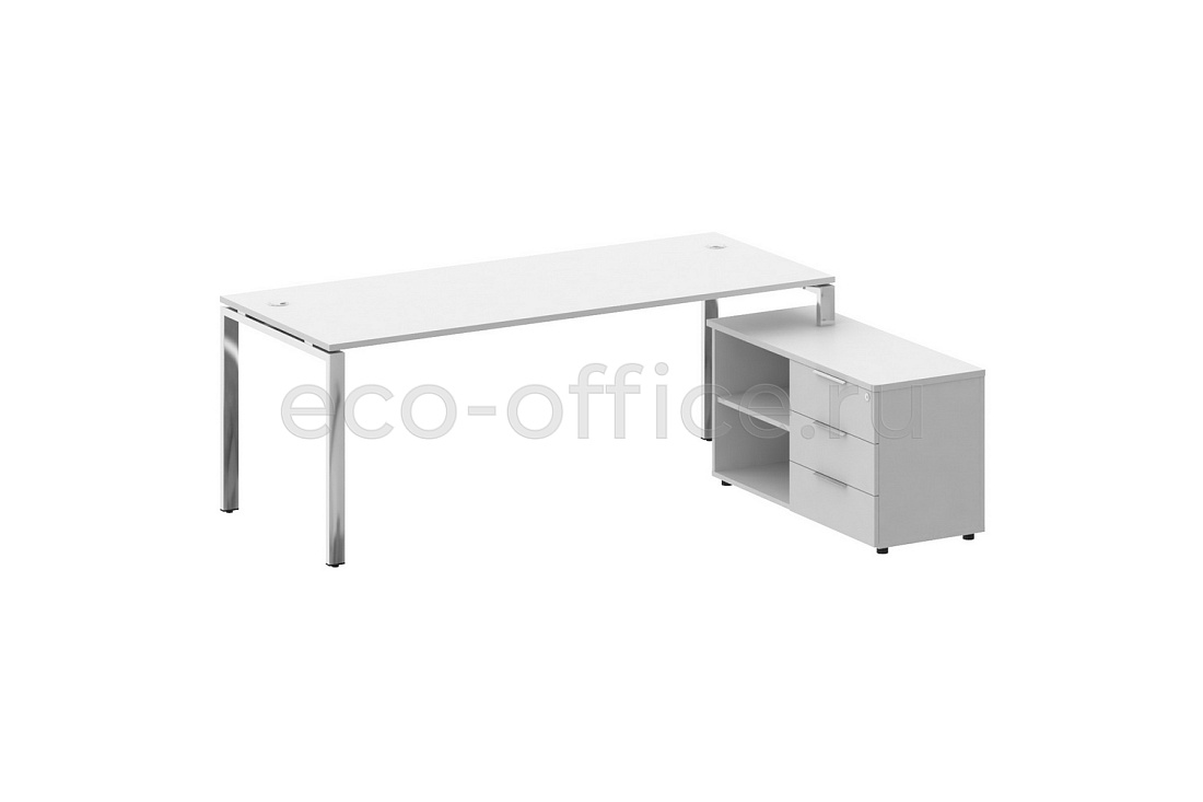Стол руководителя с опорной тумбой METAL SYSTEM DIRECT БГ.СРТ-6.8 (R) Белый  стоимость