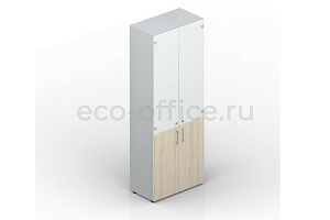 Шкаф для документов высокий EMHS834BL Акация Аури / Белый фото