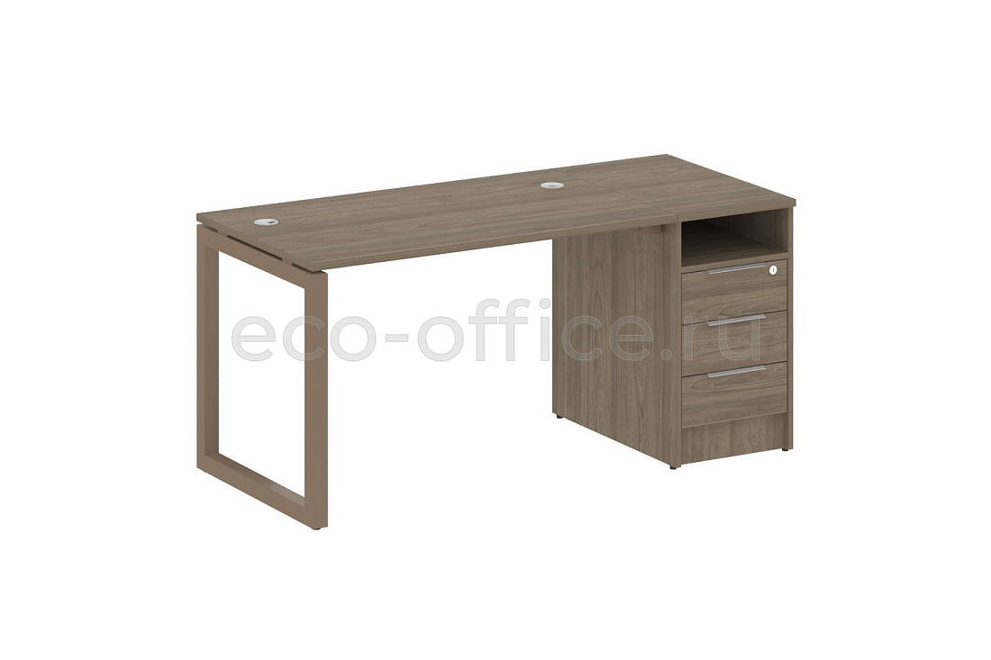 Рабочая станция с опорной тумбой METAL SYSTEM QUATTRO 5x5 50БО.РС-СТП-1.2 Вяз Благородный / Мокко металл  стоимость