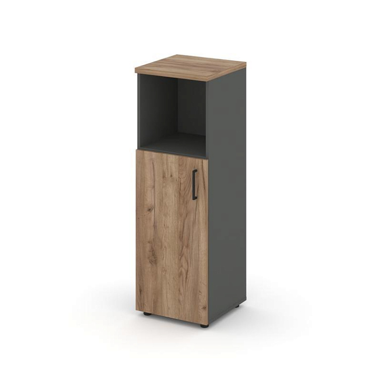 шкаф средний узкий style project sn.stu-201(l) антрацит/дуб табак/черный ручки фото