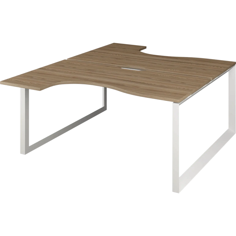 бенч эргономичный на 2 рабочих места на металлокаркасе protech нтмп.о.б2-040 дуб сафари/белый фото