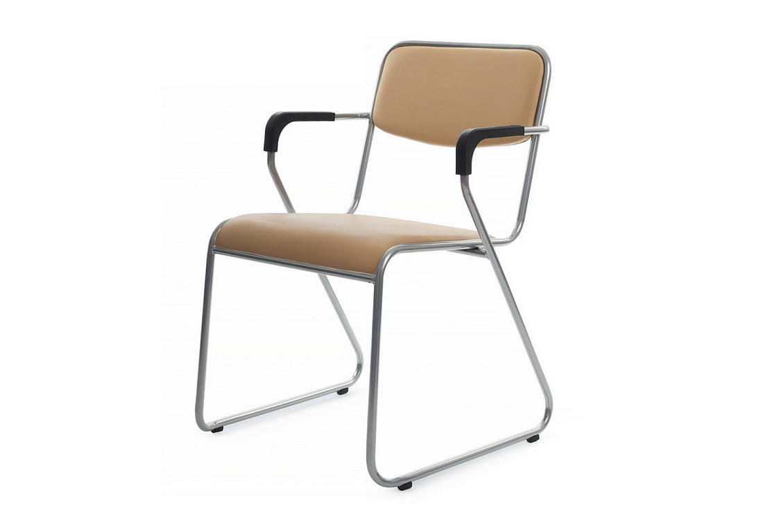 кресло rv chair nix plus omkl-04 бежевая экокожа / хром металл фото