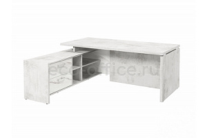 Стол с опорной тумбой левый FESTUS FI-119L.GG Хромикс Белый / Мрамор Леванто белый фото